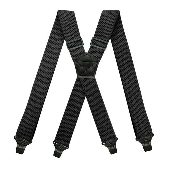 Black AIRPORT FRIENDLY SUSPENDERS For Men With Not Buzz Clip 1.5 Inch Wide