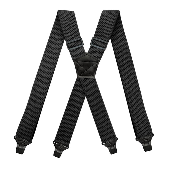 Black AIRPORT FRIENDLY SUSPENDERS For Men With Not Buzz Clip 1.5 Inch Wide