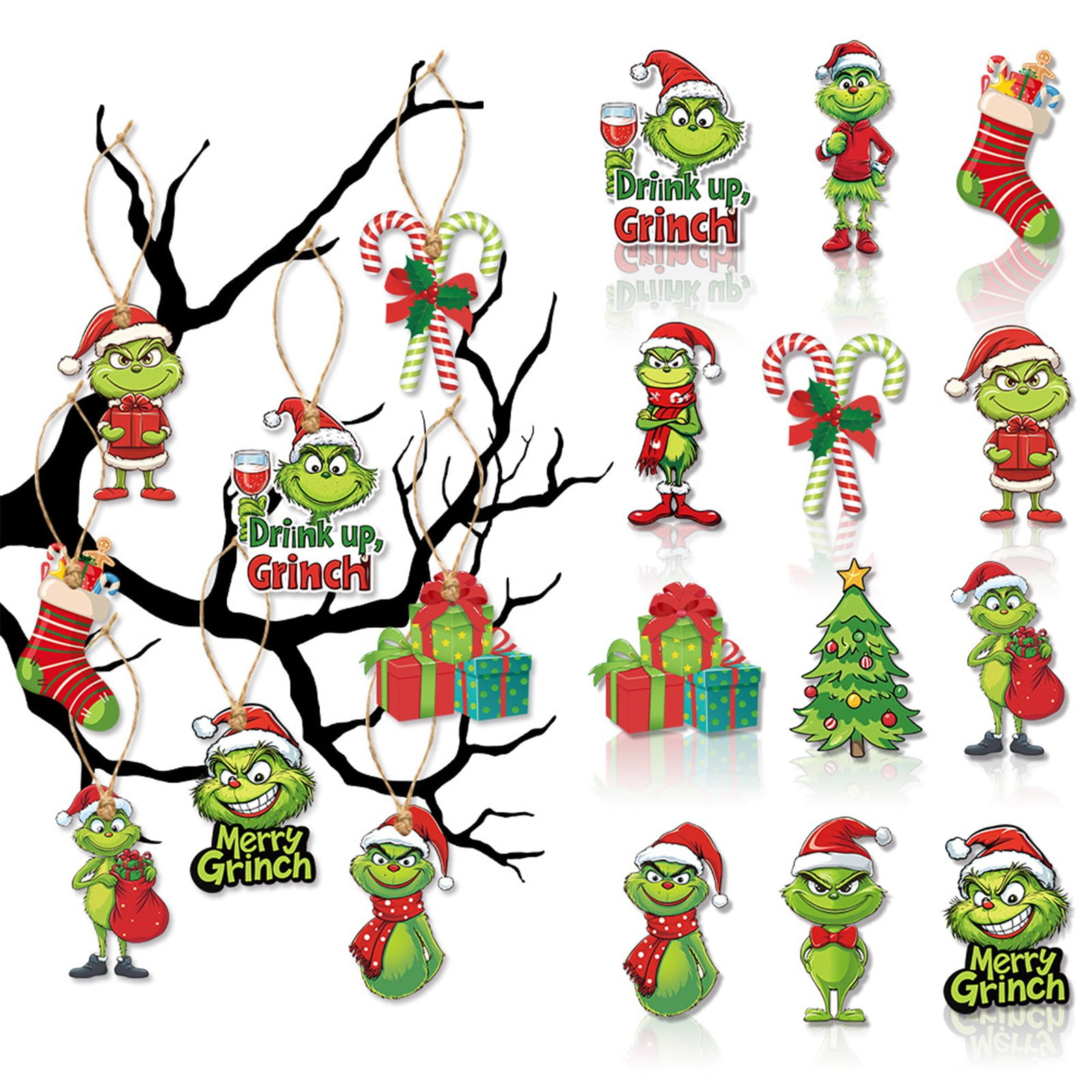 Black AND Friday clearance 2024!Hangs,12pcs/24pcs Green Christmas Paper