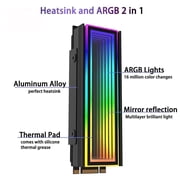 M.2 2280 SSD ARGB Infinity Mirror Heatsink - 5V 3-Pin Addressable RGB, Aluminum Alloy Cooler with Daisy-Chain Sync for NVMe Solid State Drives