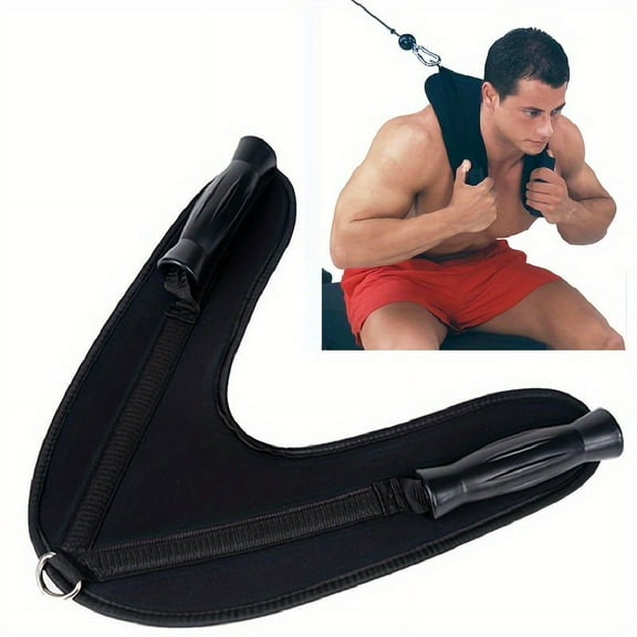 Black Ab Crunch Harness Attachment - Polyester Fiber Abdominal Crunch Core Muscle Training Equipment for Adult Gym Workout, Without Battery