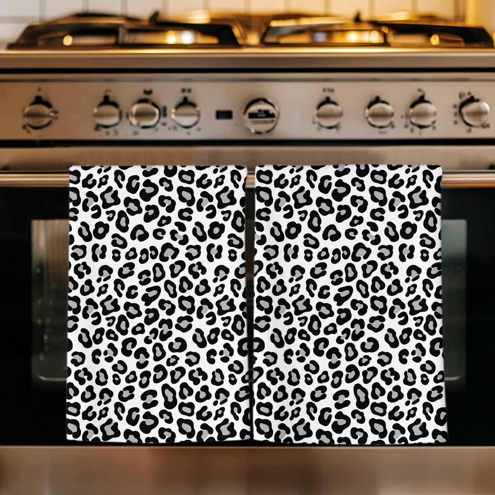 Black Abstract Art Kitchen Towels Set of 2, Elegant Modern Art Luxury Absorbent Dish Towels for Kitchen, Microfiber Hand Towel, Quick Drying Tea Towel for Cleaning Decorative Dishcloths