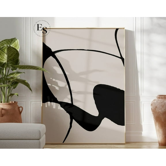 Black Abstract, Black Beige Abstract, Black Art Boho Decor, Minimalist, Wall Art, Modern Wall Decor, 8x12 UNFRAMED