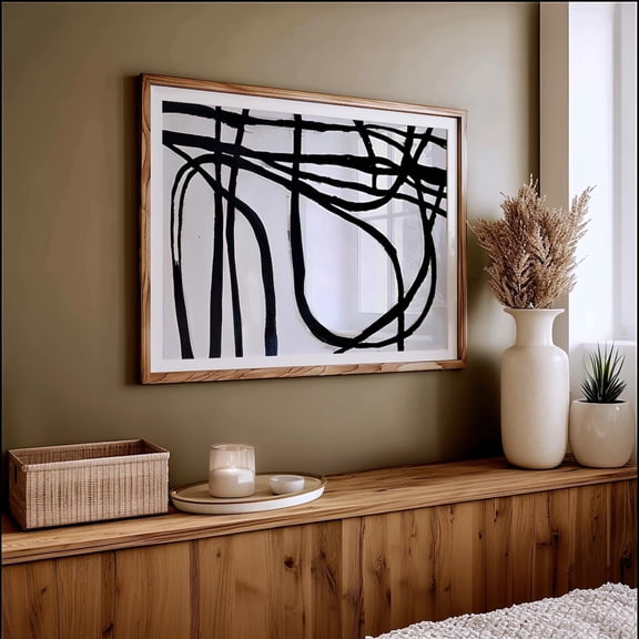 Black Abstract Brushstroke Art Print Poster Modern Minimalist Decor, Size 24x36 UNFFRAMED F03.1.8l69