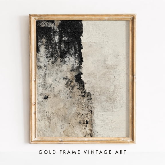 Black Abstract Brushstroke Wall Art Moody Neutral Texture Modern Minimalist Decor Print