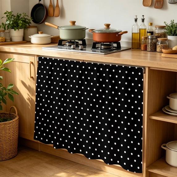 Abstract White Shelf Black Abstract Cabinet Curtains 35