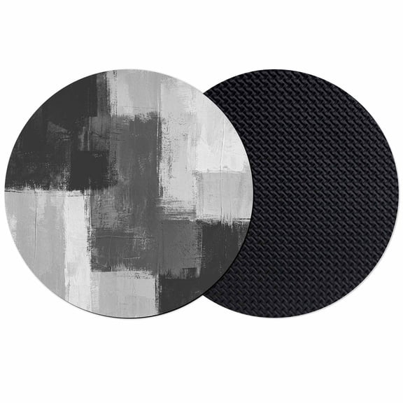 Black Abstract Coasters Set of 2, Absorbent Coasters for Drinks, Grey Geometric Oil Painting Vintage Ombre Coaster for Desk Coffee Table Protection, Home Decor House Warming Gifts 4"
