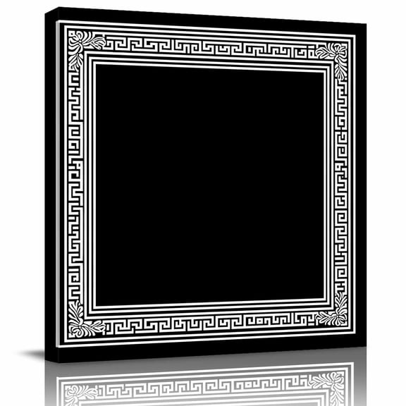 Black Abstract Geometric Canvas Artwork Painting Art, Back Print Square Framed Wall Decorations Prints Picture for Bedroom Kitchen Living Room, 8x8 in