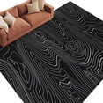 thumbnail image 1 of Black Abstract Large Area Rugs for Bedroom Living Room, Soft Non Slip Carpet Bedside Rug, Modern Geometric Minimalist Stripes Rectangular Floor Cover Kitchen Accent Rug 5'x7' for Dining Room/Office, 1 of 9