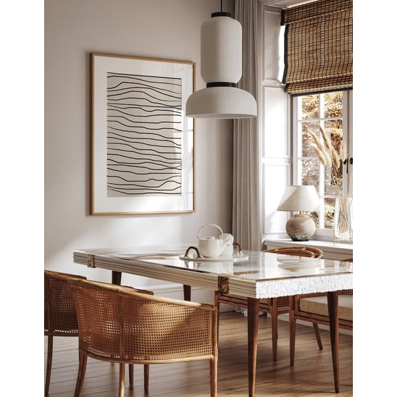 Black Abstract Lines Print, Wall Art, Modern Minimalist Print, Abstract Waves Poster, Dining Room Decor, Neutral Simple Art, Size 16x24 UNFFRAMED F03.1.8l122