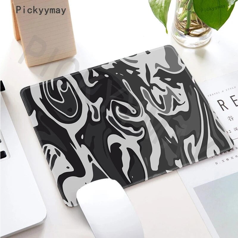 Black Abstract Mouse Pad Strata Liquid Art Large Mousepad Keyboard