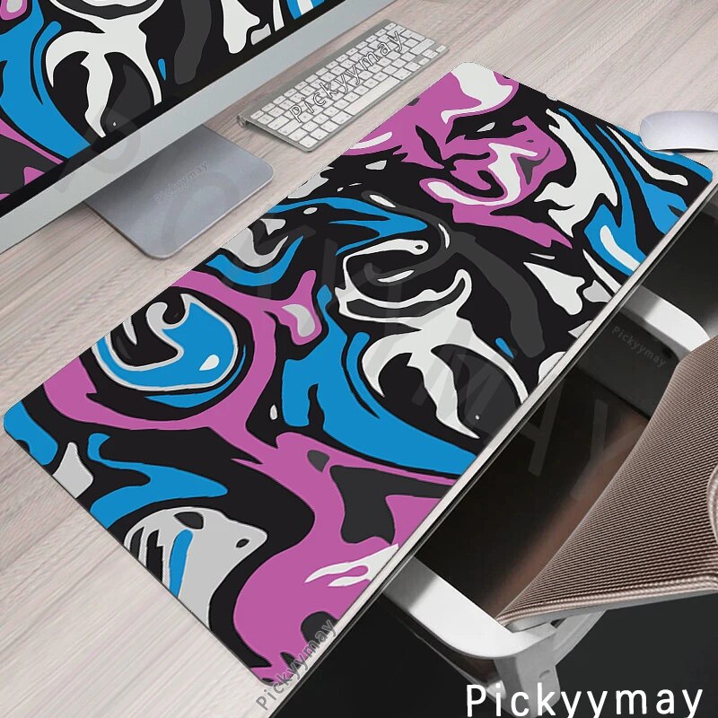 Black Abstract Mouse Pad Strata Liquid Art Large Mousepad Keyboard