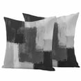 thumbnail image 1 of Black Abstract Outdoor Waterproof Pillow Covers, Grey Geometric Oil Painting Vintage Ombre Decorative Square Throw Pillowcase Sofa Cushion Sham for Patio/Couch/Chair, 16"x16" 2 Pack, 1 of 8