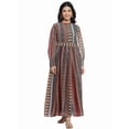 thumbnail image 1 of Black Abstract Printed Chiffon Flared Maxi Dress With Buttons., 1 of 5