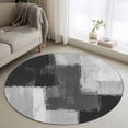 thumbnail image 1 of Black Abstract Round Area Rug 4Ft Washable Circle Rugs for Bedroom Dining Room, Grey Geometric Oil Painting Vintage Ombre Non-Slip Carpet Floor Mats Indoor Outdoor Carpet Runner Aesthetic Home Decor, 1 of 8