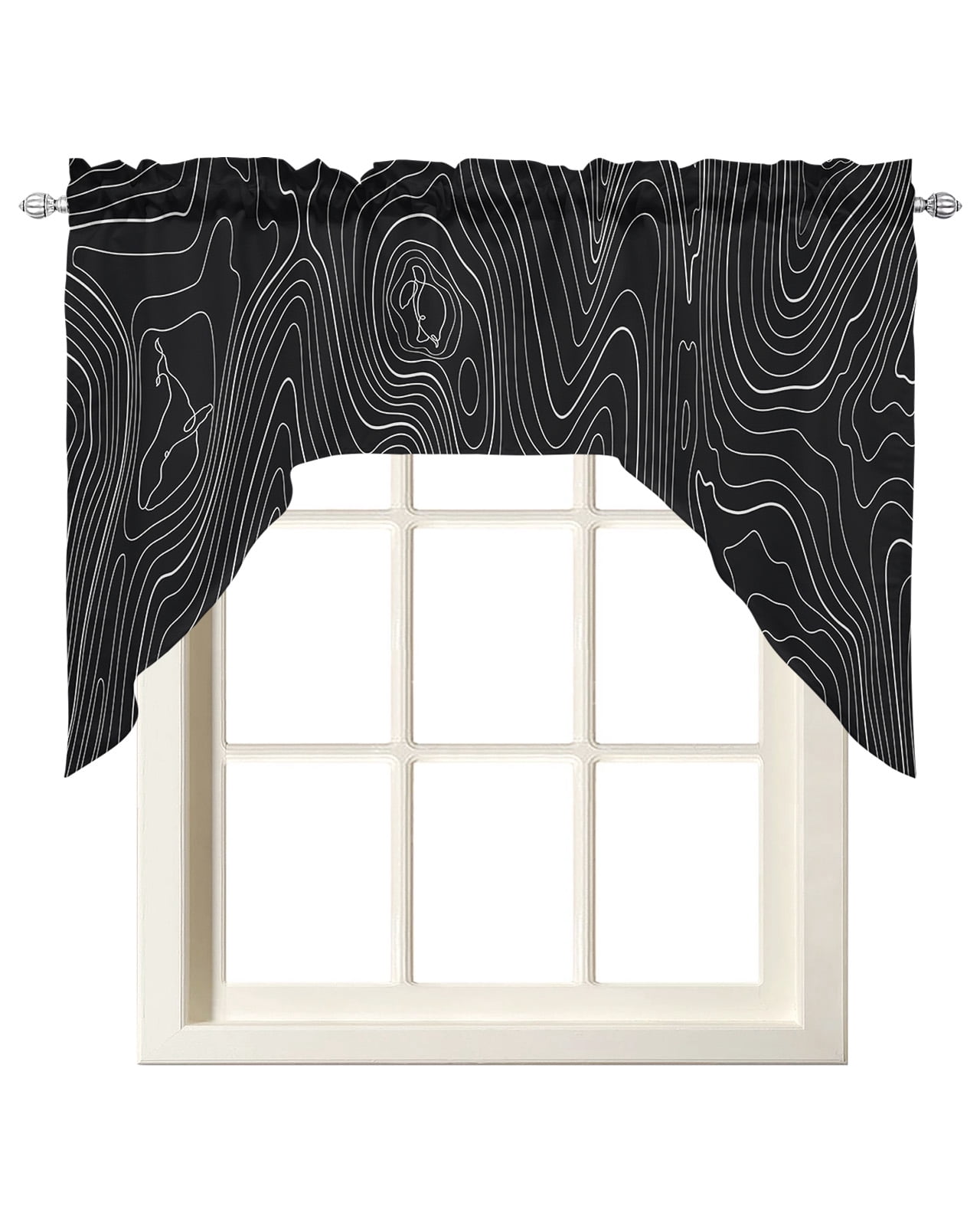 Curated visual reference: Easy Minimalist Kitchen Decor Small Space Reference: Black Abstract Swag Curtains For Kitchen Modern Geometric Minimalist