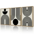 thumbnail image 1 of Black Abstract Wall Art Framed Canvas Painting Artwork Geometry Minimalist Sun Lines for Office Dining Room Hallway 24x36in Natural Framed, 1 of 8