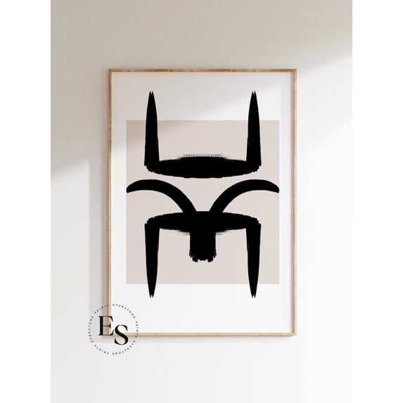 Black Abstract Wall Art Prints, Modern Minimal White, Gallery Wall And ...