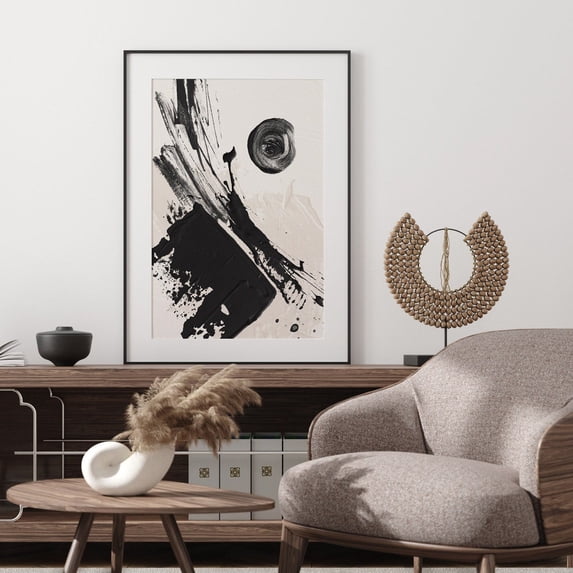 Black Abstract Wall Art Prints, White Brush Stroke, Minimal Modern ...