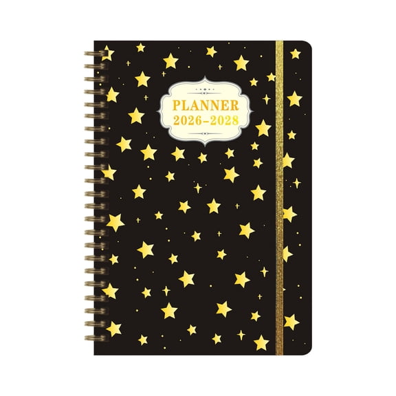 Black Academic Weekly Monthly Planner With Tabs, Hardcover And Twin-Wire Binding, 8.2X5.9In Size 0.5Lb Weight For Student Planning, Daily Scheduling And Calendar Organization