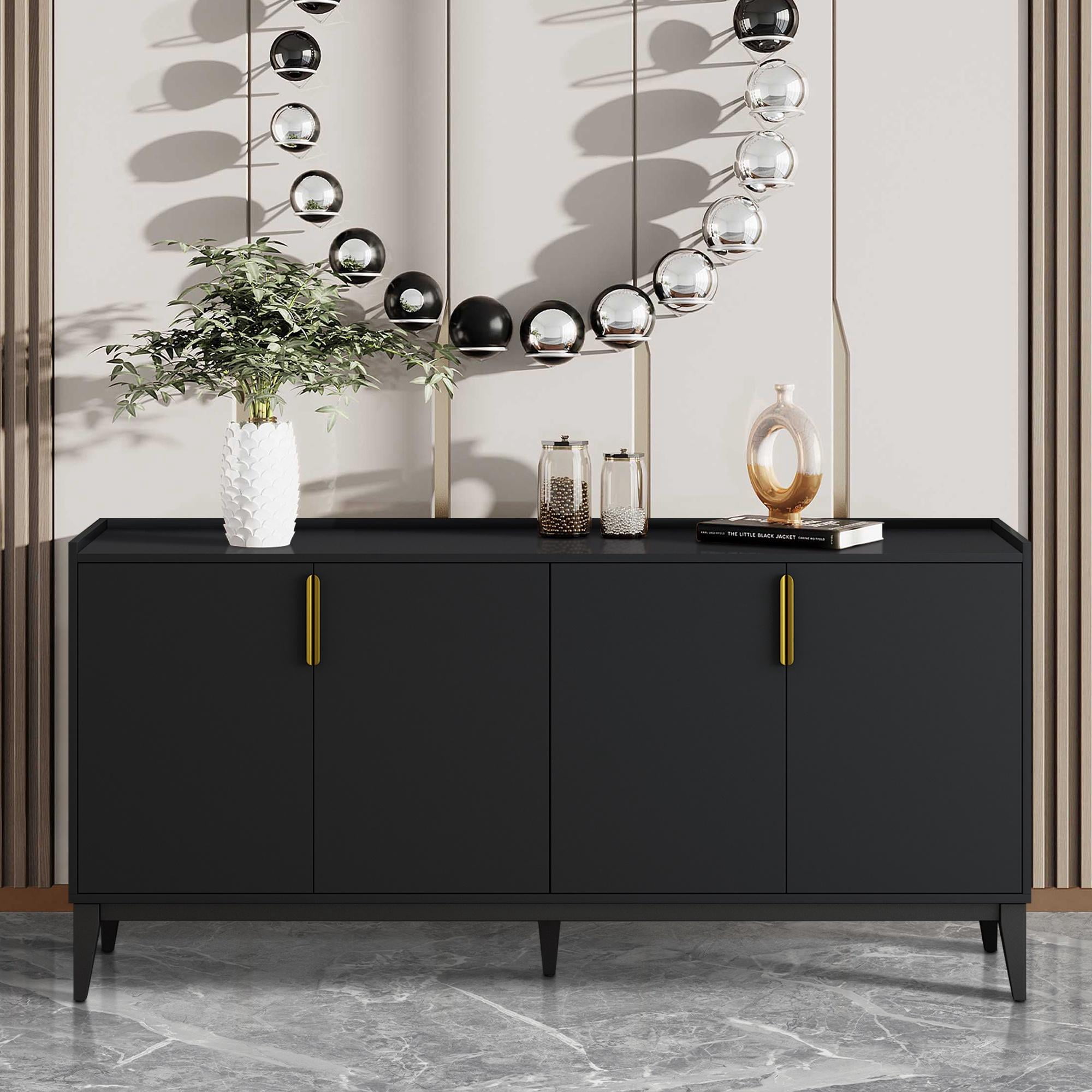 Black Accent Cabinet, Atumon Storage Cabinet Furniture, Modern Buffet ...