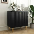 Black Accent Cabinet with Doors Sideboard Buffet Cabinet with Fluted ...