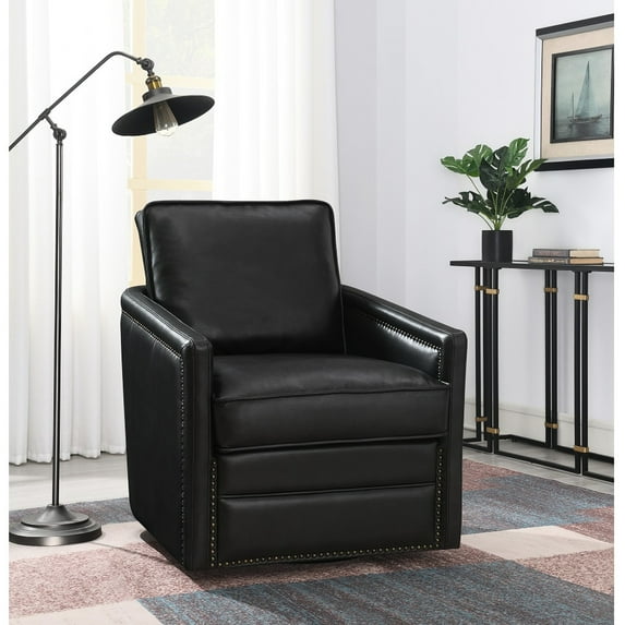 Black Accent Chair For Comfortable Living Space 34-inches Deep With Long-lasting Rotation