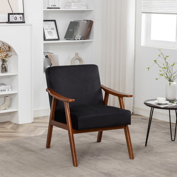 Black Accent Chair with Wood Frame | Ties Room Together, Comfortable Relaxation