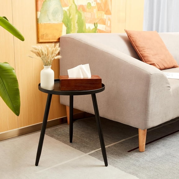 Black Accent Table Compact 3-Leg Promotion Side Table Ideal for Bedroom Living Room or Patio