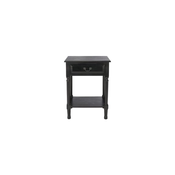 Black Accent Table with Drawer & Shelf - Carved Detail Side Table - 19" Wide