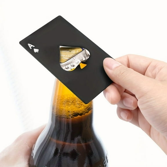 Black Ace of Spades Bottle Opener – Slim Stainless Steel Credit Card Beer & Soda Opener, Compact Wallet Tool for Parties & Travel