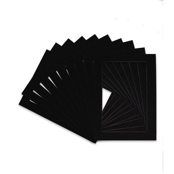 Black Acid Free 12x16 Picture Frame Mat with Black Bevel Cut Core for 8x10 Pictures - Fits 12x16