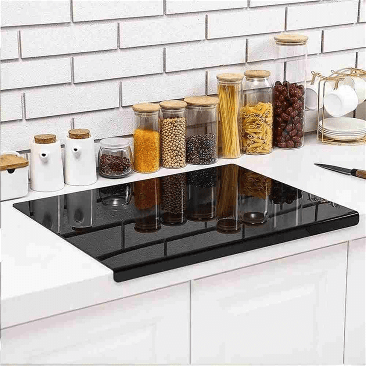Black Acrylic Cutting Board with Lip, Size 17.7X13.7 Inch, No-Scratches, Kitchen, for Kitchen