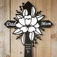 thumbnail image 1 of Black Acrylic Floral Cross Memorial Stake - Sympathy Tribute for Parents' Gravesite, 1 of 6