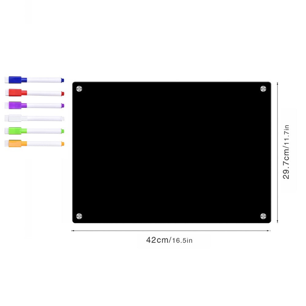 Black acrylic magnetic fridge board plan daily weekly monthly schedule