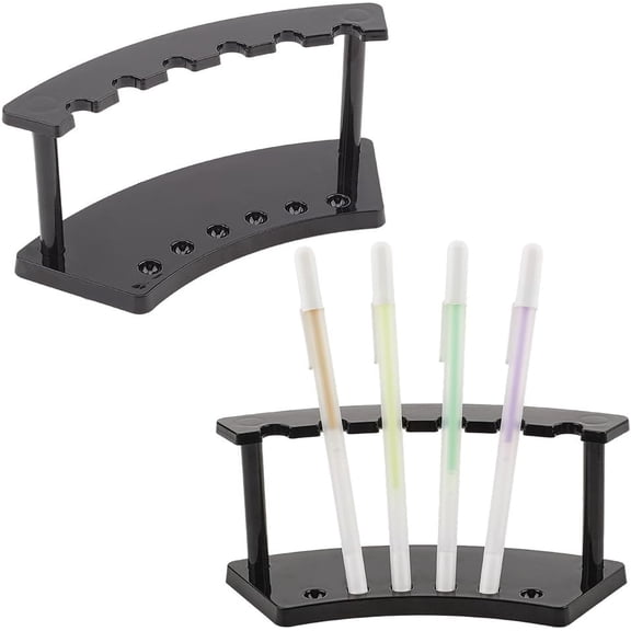 Black Acrylic Pen Display Stand 6-Slot Beaded Slots Vertical Plastic Holder Makeup Brush Rack Organizer Eyebrow Nail Brushes Stand