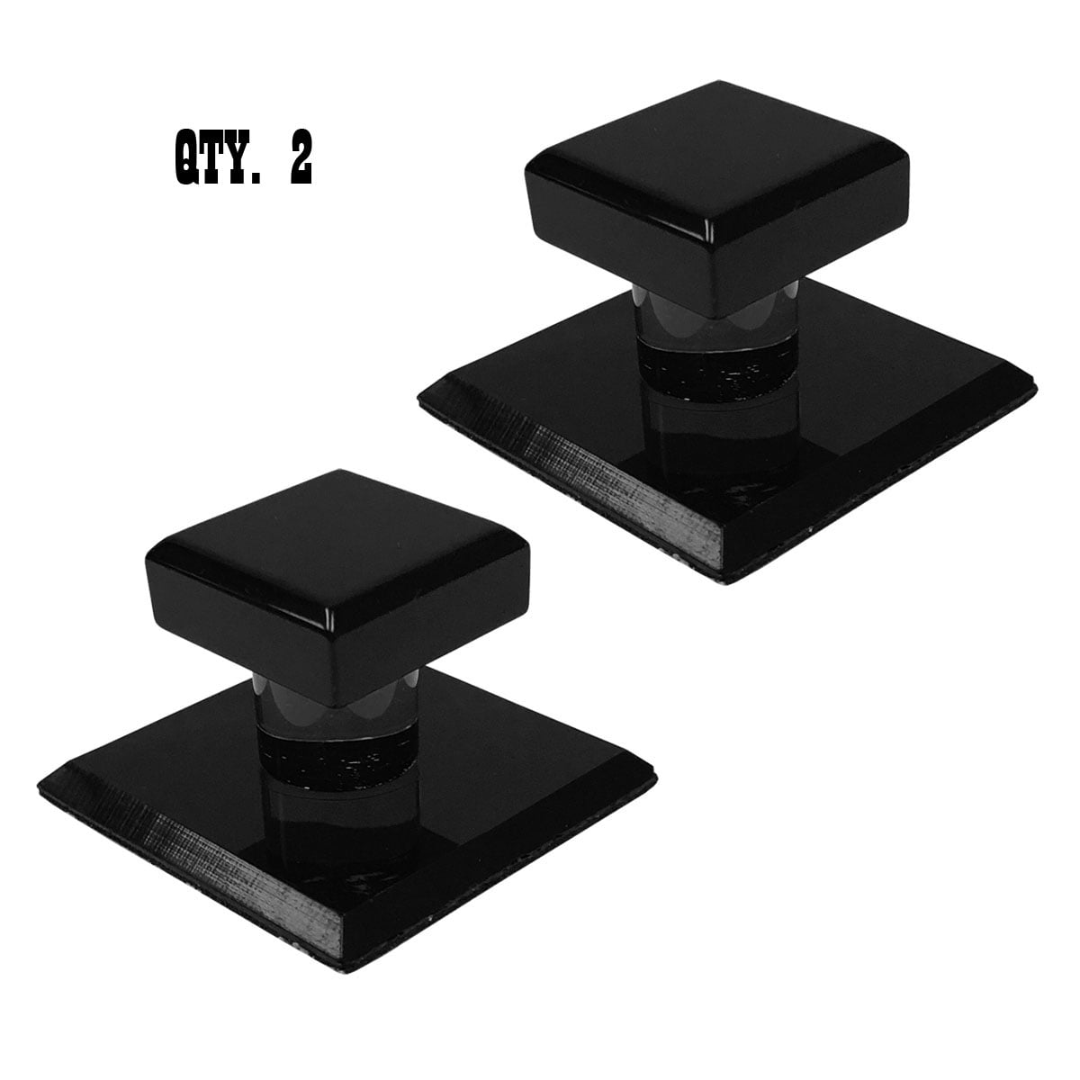 Black Acrylic StickOn Mirror Knob 13/4" Squares Pack of 2