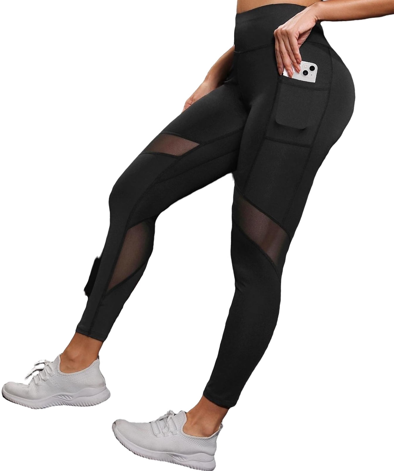 Black Active Bottoms Women's Sports Leggings With Phone Pocket (Women's) -  Walmart.com