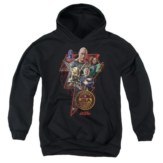 Black Adam Black Adam Character Bolt Kids Pull-Over Hoodie (Small) for Youth Boys and Girls, Black