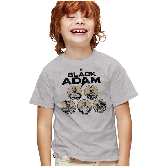 Black Adam Black Adam Contrast Group Kids T Shirt (Large) for Youth Toddler Boys and Girls, Athletic Heather