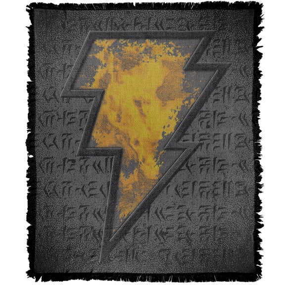 Black Adam Blanket, 50"x60" Black Adam Beveled Bolt Woven Tapestry Cotton Blend Fringed Throw Blanket