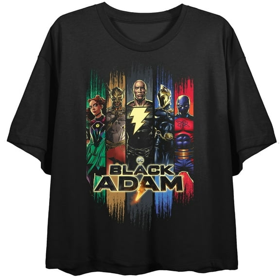 Black Adam Group Shot Juniors Black Crop T-shirt-Large