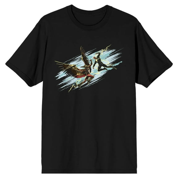 Black Adam Hawkman Vs Black Adam Men's Black T-shirt-Medium