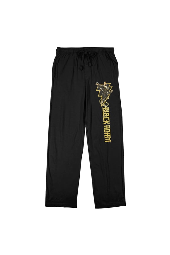 Black Adam Lightning Bolt Adam Men's Black Sleep Pajama Pants-Small