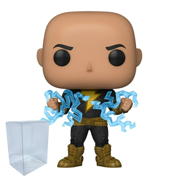 Black Adam (Lightning) Funko Pop with Protector Bundle – Includes Movies: Black Adam - Black Adam (Lightning) Pop #1232 with Blue Salamander Emporium Plastic Protector Case