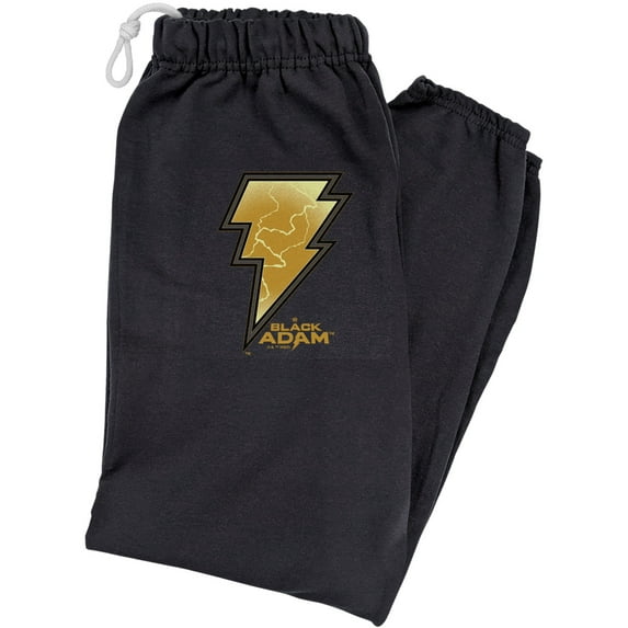 Black Adam Lightning Logo Unisex Jogger Sweatpants for Men and Women, Black, 2X-Large