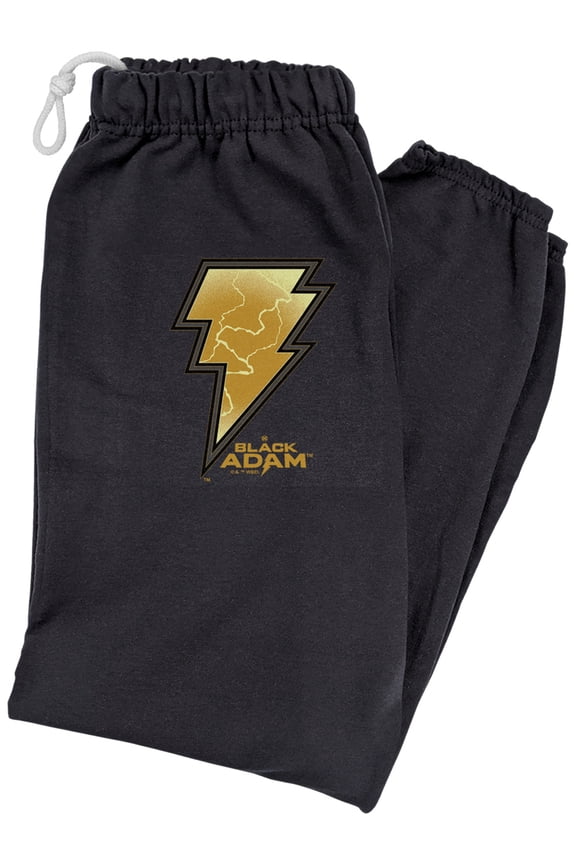 Black Adam Lightning Logo Unisex Jogger Sweatpants for Men and Women, Black, Large