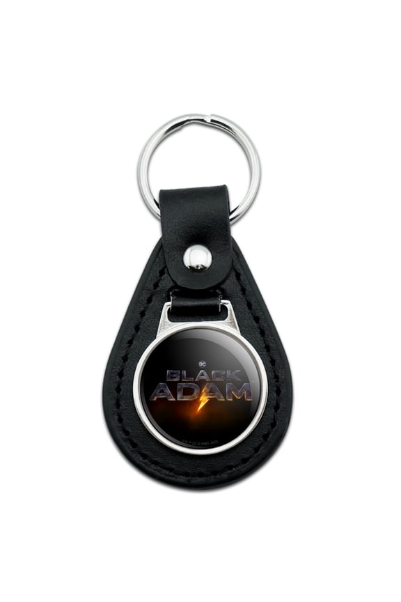 Black Adam Logo Black Leather Keychain