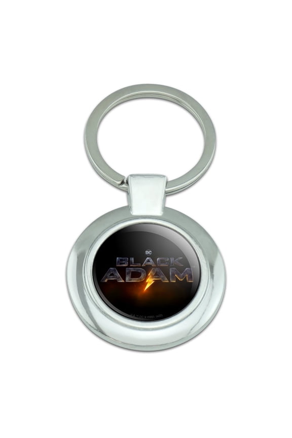 Black Adam Logo Keychain Classy Round Chrome Plated Metal