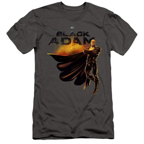 Black Adam, Logo With Character Slim Fit Unisex Adult T Shirt